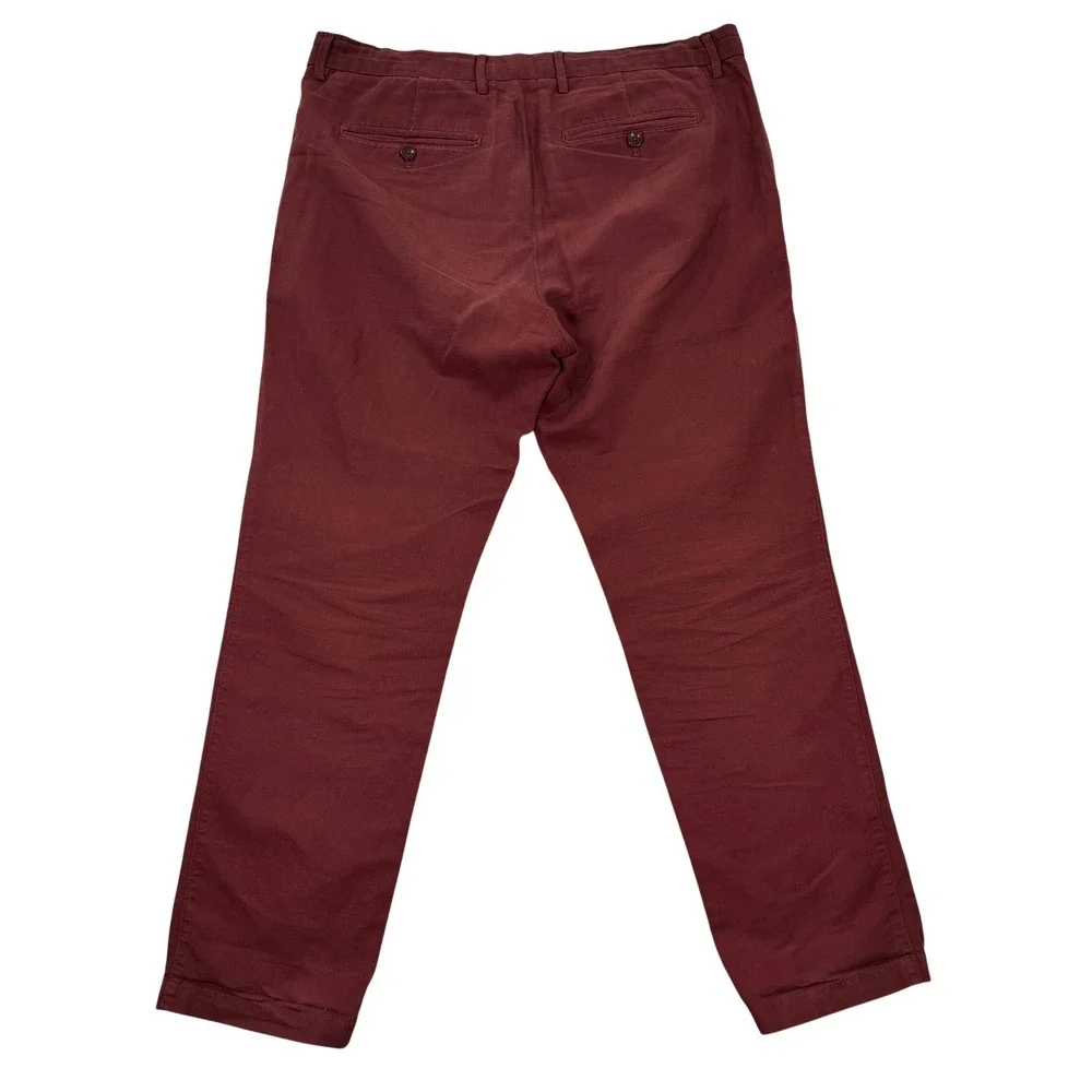 Banana Republic Aiden Fit Chinos Mens 34x30 Burgundy Red Linen Cotton Blend Slim